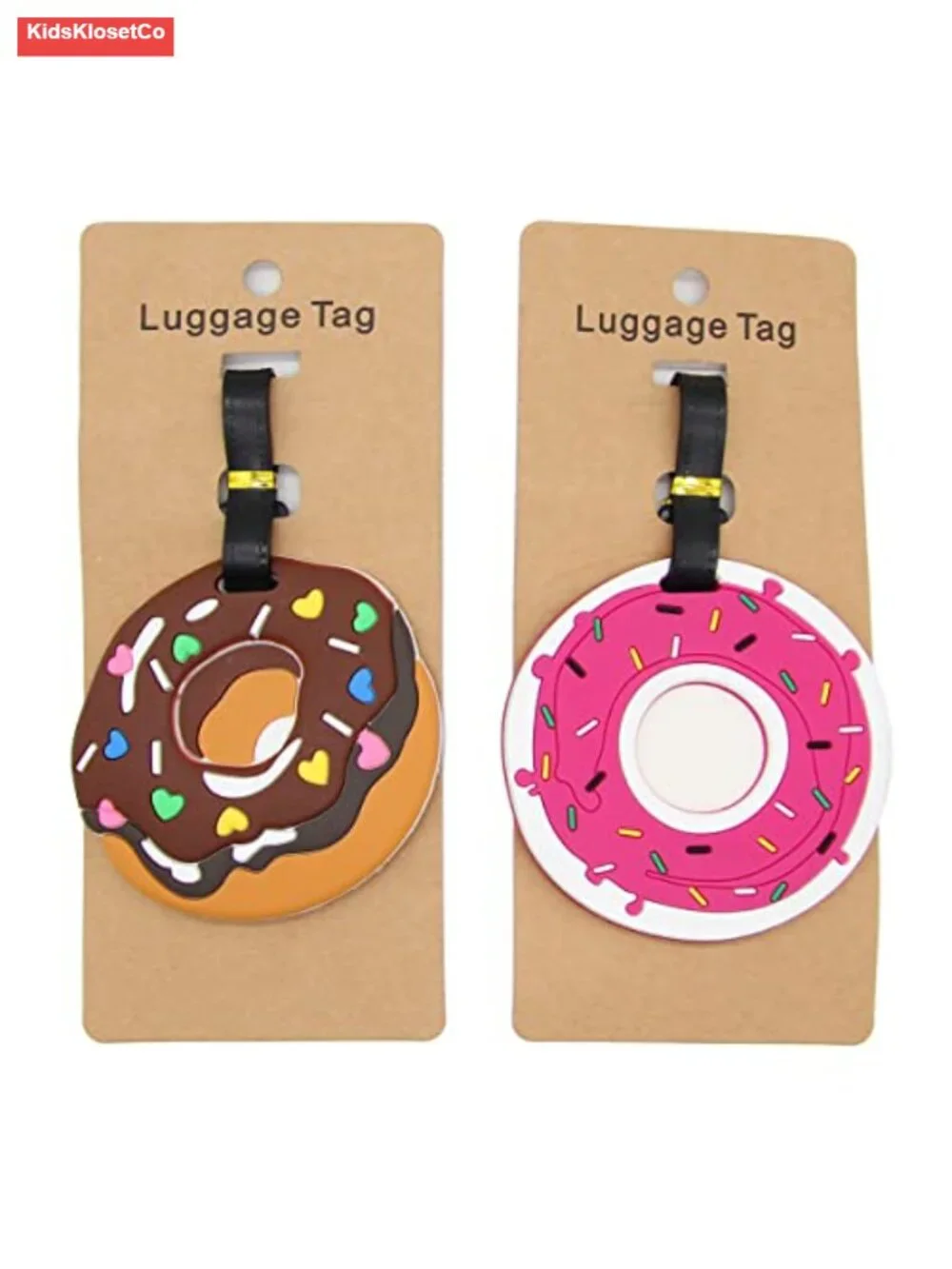Silicone Luggage Tags with Adjustable Straps for Suitcases, 2-Pack, Doughnut